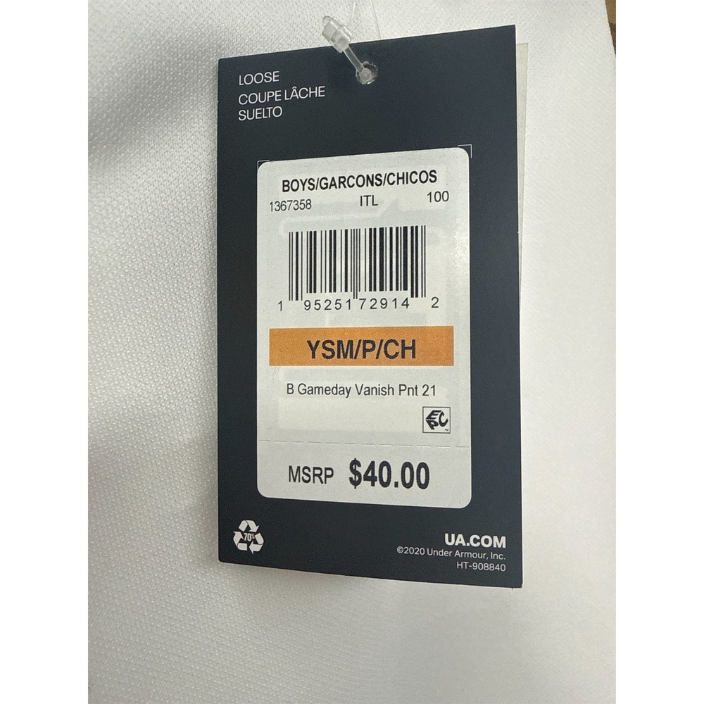 Under Armour Boys Small Baseball Pants - White, Lightweight & Durable, YSM/P/CH - Picture 3 of 3